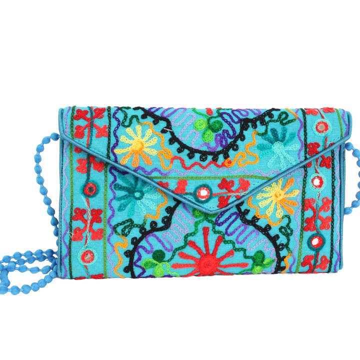 Nima Accessories Inc - Wholesale Clutch Bag - Women's - Ladies Indian Handmade Patchwork Blue Clutch Bag1