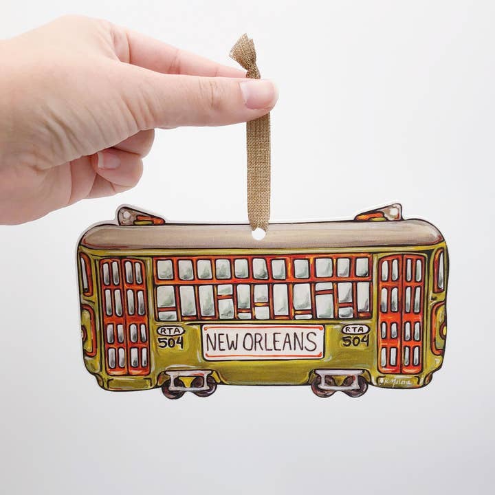 Home Malone - Wholesale Ornament - Green Streetcar Ornament - New Orleans Iconic Christmas