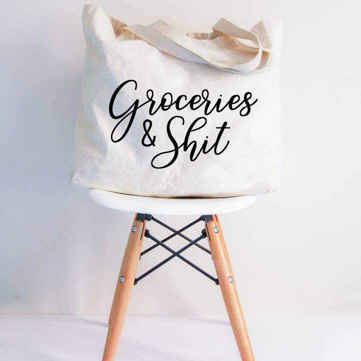 Groceries and Shit Tote Bag 2 SIZES for wholesale by Love You a Latte Shop