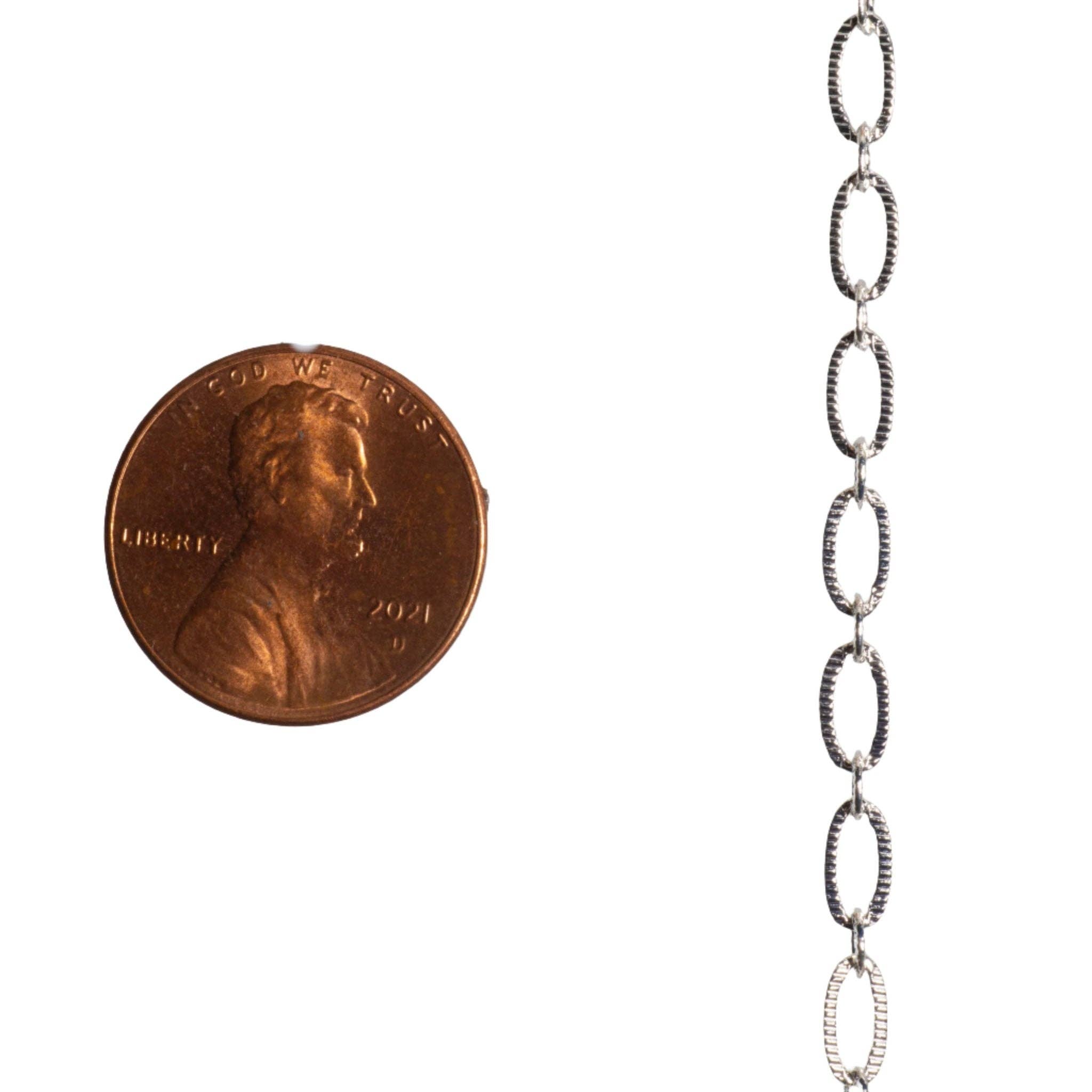 Continental Beads - Wholesale Craft Supplies - 6.4mm x 3mm Textured Oval Cable Chain Sold by The Foot - CH 82010