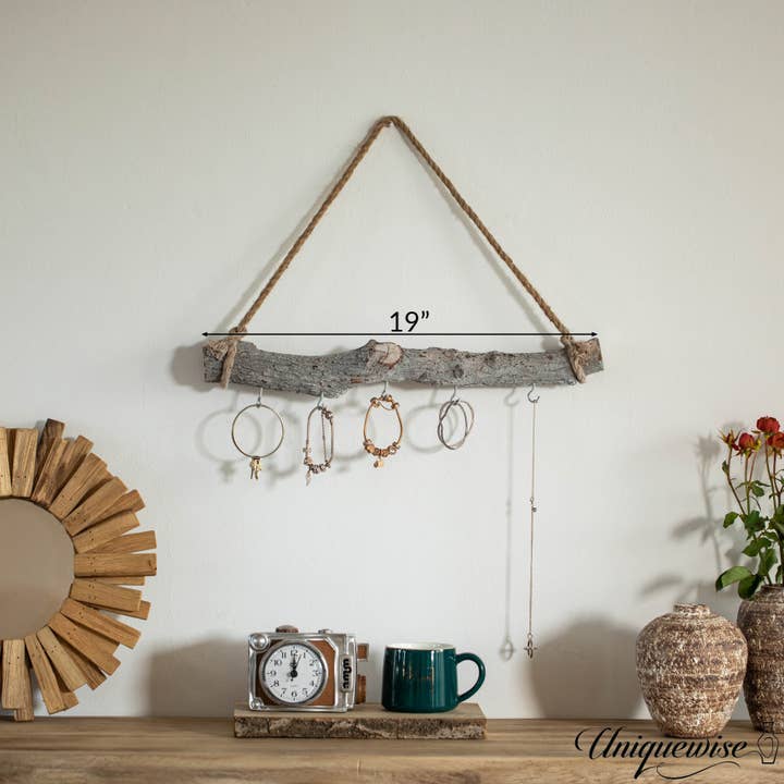 Quickway Imports - Wholesale Wall Accent - Uniquewise 19-inch Natural Decorative Jujube Wooden Log Hang7