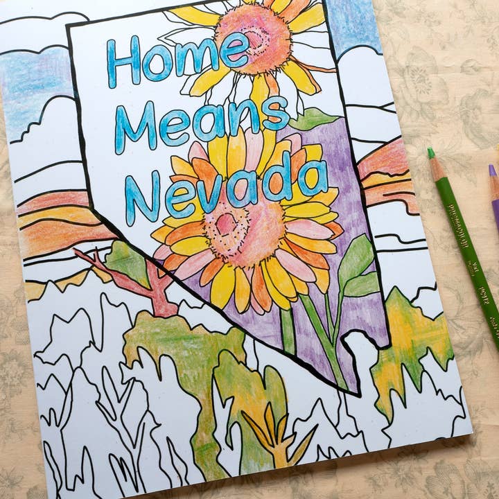 Rugosa & Pine - Wholesale Coloring Book - Adult - Home Means Nevada Coloring Book Desert Landscape Wildflowers