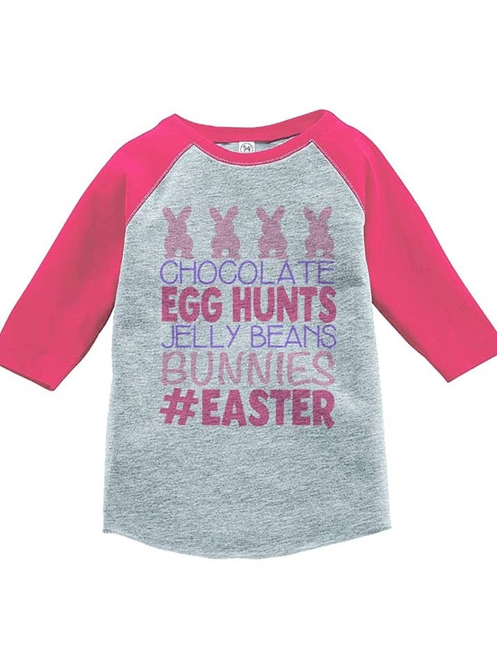 7 Kate 9 Apparel #Easter Happy Easter Pink Raglan pour bébés filles pour la vente par 7 ate 9 Apparel