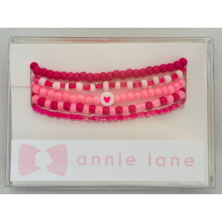 Set of five Annie Lane beaded bracelets - Pink for wholesale by Annie Lane