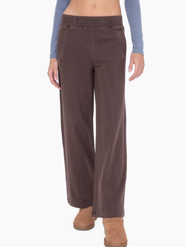 Wholesale Mineral Washed French Terry Wide Leg Pants for your