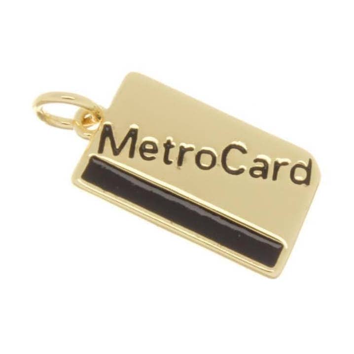 Gold Metro Card Charm, Souvenir, Subway Enthusiast, CPG2528 for wholesale by Jewel Pledge