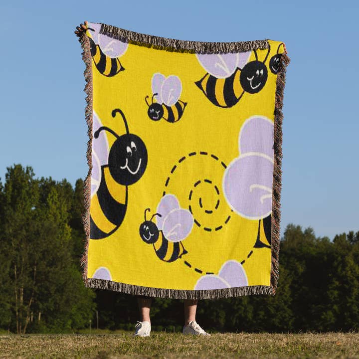 3dRose - Wholesale Throw blanket - 3dRose, Buzzy Bee Pattern, Blanket1