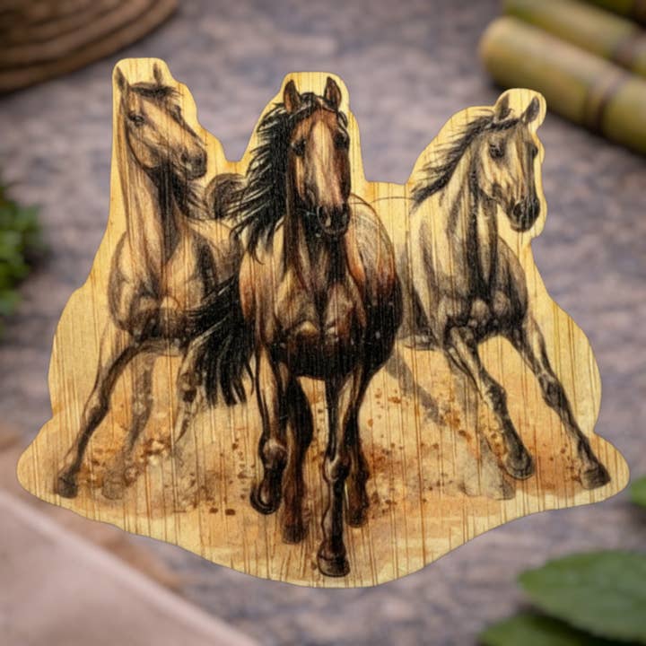 Autocollant en bambou écologique pour chevaux pour la vente par Bamboo Wood Stickers