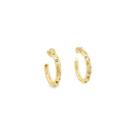 CZ Paved Star Small Hoops for wholesale by MIA Jewelry