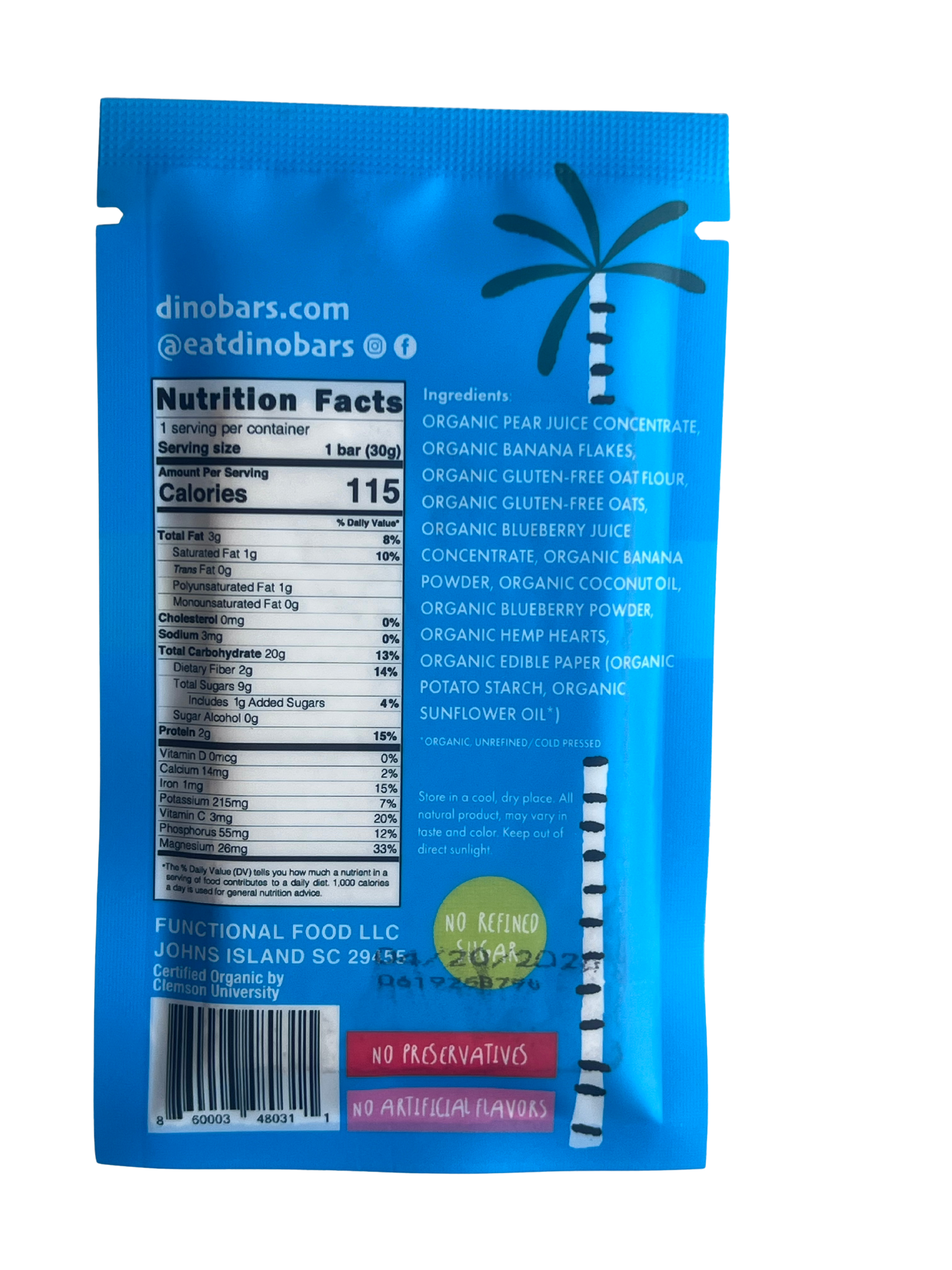 DINO BARS - Wholesale Snack Bar - DINO BARS Blueberry Bar | Retail Pack | 10 Unit6