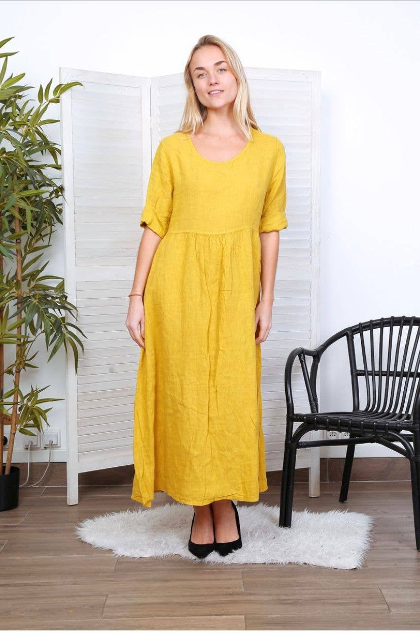 LÉA & LUC - Wholesale Dress - Women's - Long dress in 100% linen REF.714841