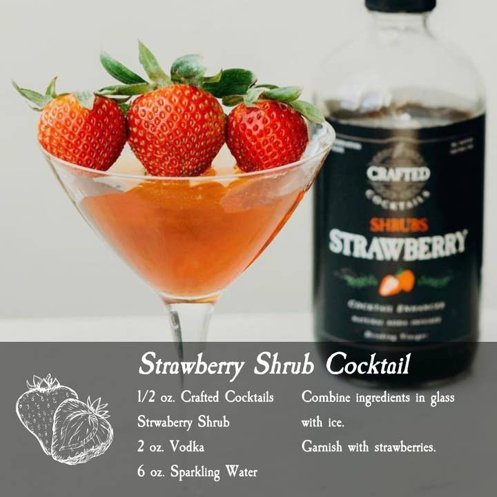 Crafted Cocktails - Wholesale Cocktail Mix/Syrup - Strawberry Shrub - Cocktail Enhancer & Soda Flavoring