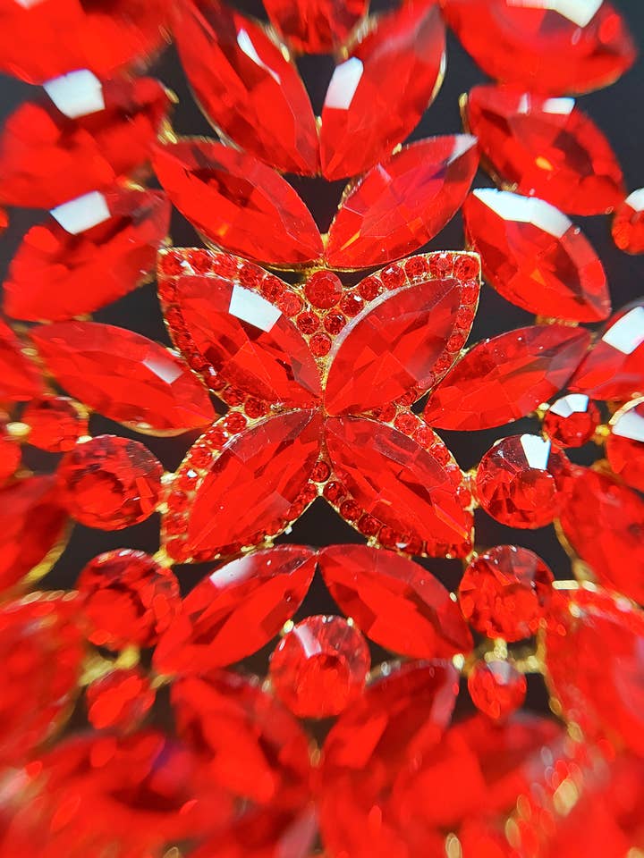 Quinceanera Crown, Red Crystal Crown, Prom Gold Headdress for wholesale by Happy Dream Gifts