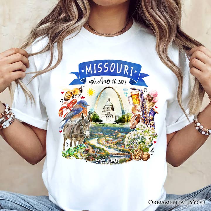 Künstlerisches Missouri State Themen und Wahrzeichen T-Shirt für den Großhandel von OrnamentallyYou