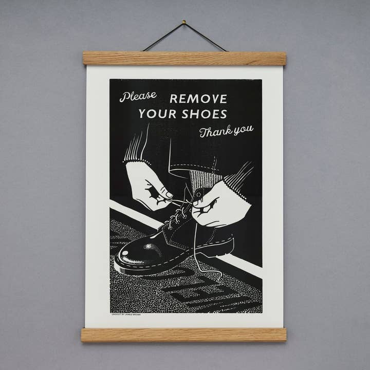 SHOES Linocut Print for wholesale by Pressed and Folded