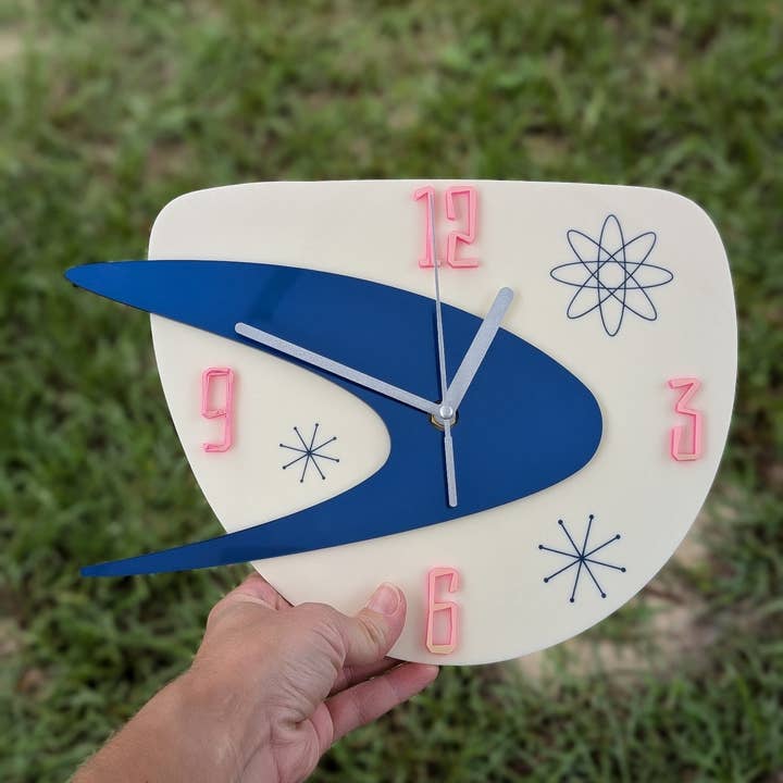 Shelfish Modern - Wholesale Wall Clock - Mid Century Retro 50s Style Clock - Atomic Clock - Kitchen Clock - MCM Decor - Mid Century Modern Clock -Funky Nursery Clock - Diner Decor2