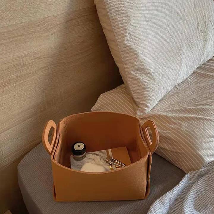 SOGA International Pty Ltd - Wholesale Storage Bin - SOGA 2X Medium Coffee Foldable Felt Storage Portable Collapsible Bag Home Office Foldable Organiser with Carry Handles7