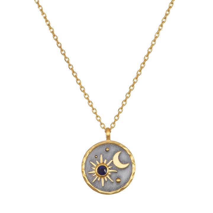 Blå Safir Sun Moon ~ September Birthstone for engroshandel hos Satya Jewelry