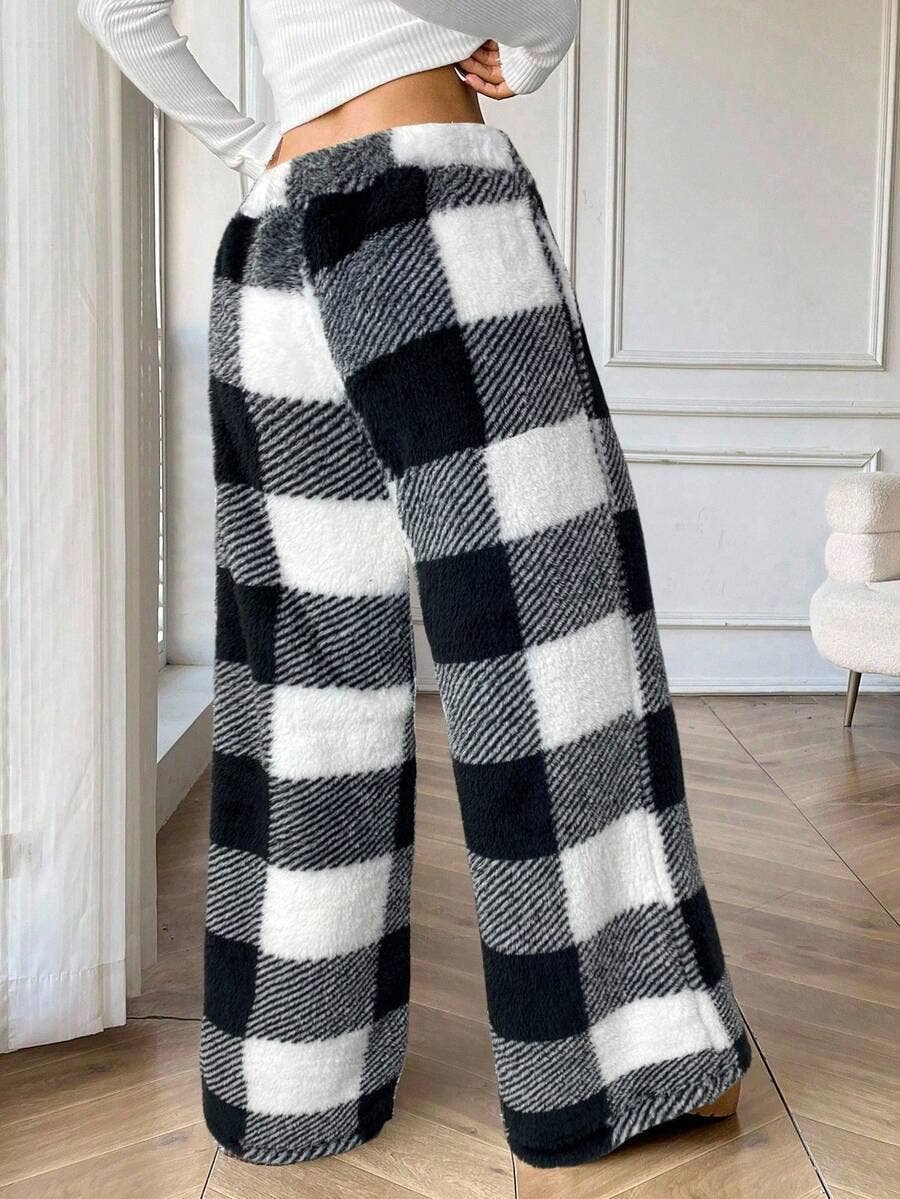 HIDDENBRAND - Wholesale Pants - Women's - Plaid Print Flannel Fleece Lounge Pants2