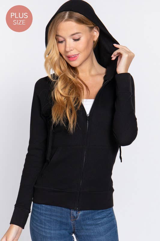 Active Basic | Active USA - Vendita all'ingrosso Felpa con cappuccio - Donna - [TAGLIA FORTE] Giacca Termica con Cappuccio a Maniche Lunghe e Tasca a Marsupio1