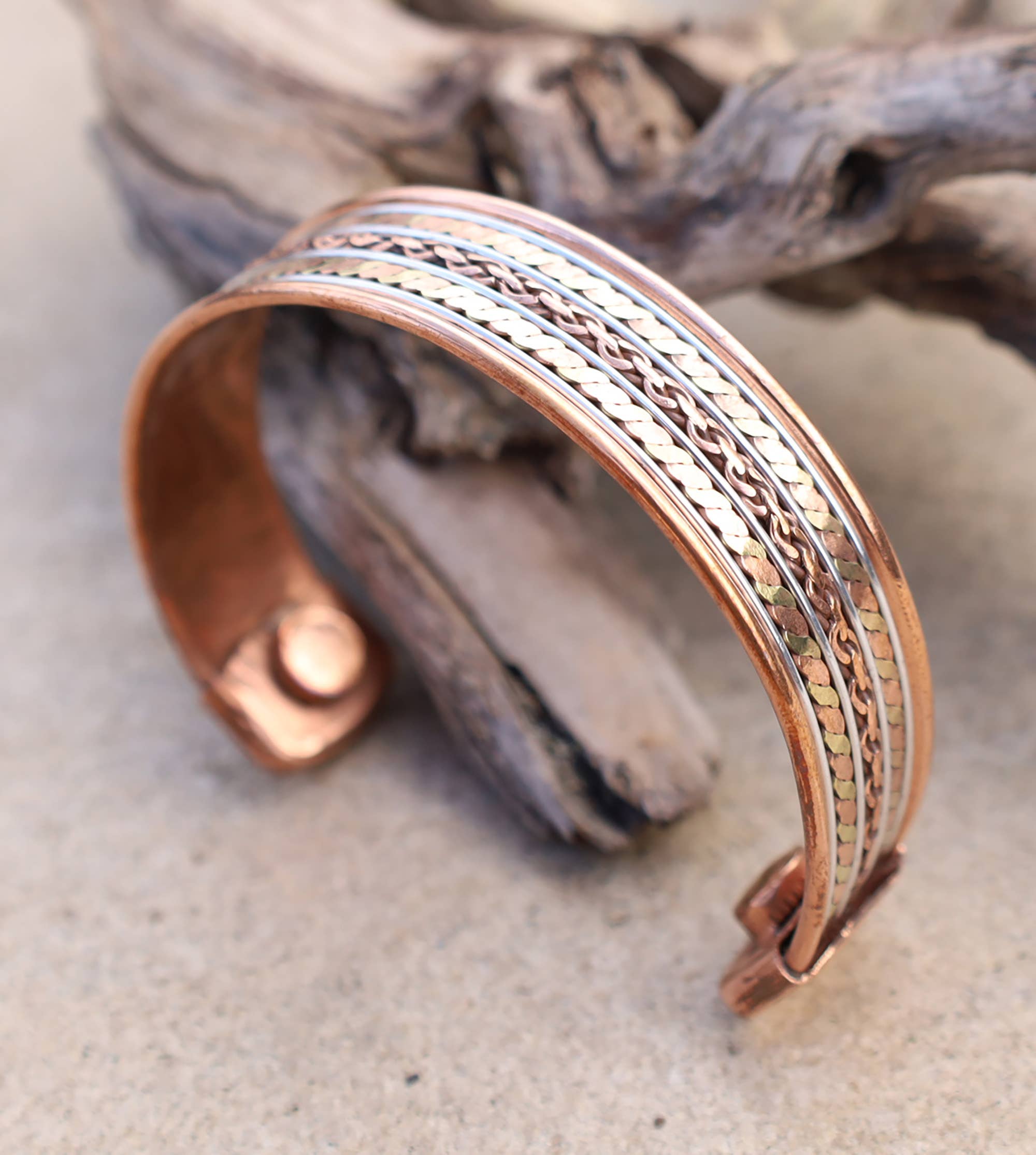 Lungta Imports - Venta al por mayor Pulseras tipo brazalete - Pulsera de alambre trenzado de cobre puro para mujeres y hombres0