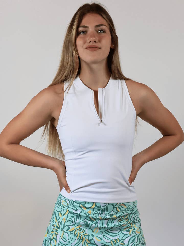 Racerback Polo - White for wholesale by Birdie & Ace