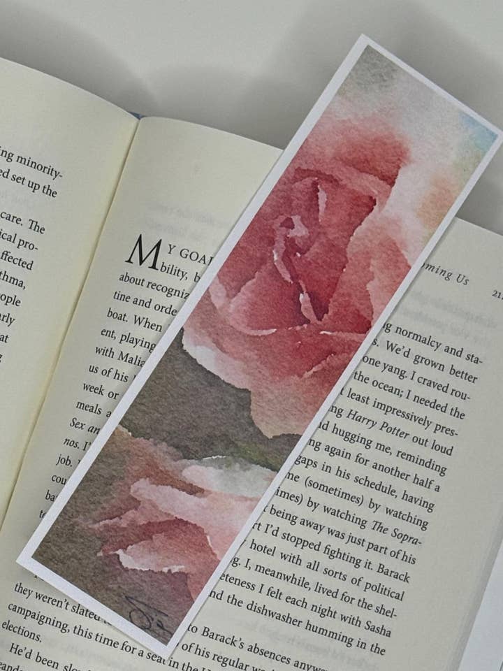 Watercolor Rose Bookmark: Floral Art Gift for Readers for wholesale by Created SO!