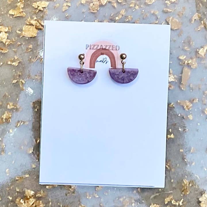 Paarse halve cirkel mini bungelt voor wholesale door Pizzazzed by Mads