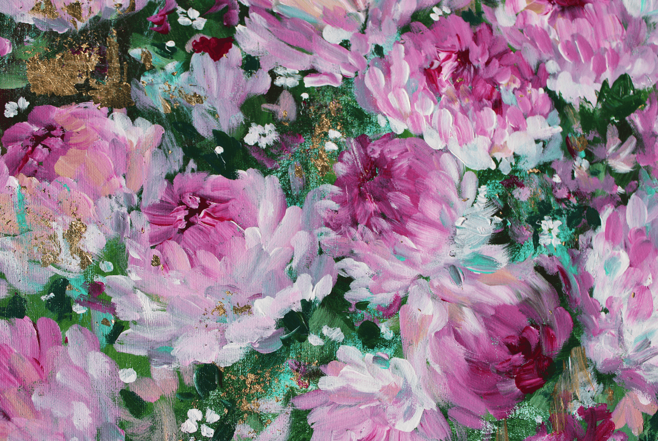 glad you're here co - Wholesale Painting/Drawing - Original Acrylic Painting on 16x20 Canvas with Gold Flecks • Pink Floral Abstract Wall Art • Modern Flower Artwork for Home Decor4