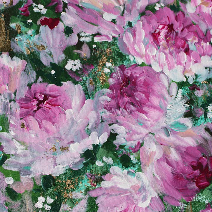 glad you're here co - Wholesale Painting/Drawing - Original Acrylic Painting on 16x20 Canvas with Gold Flecks • Pink Floral Abstract Wall Art • Modern Flower Artwork for Home Decor4