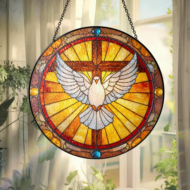 TMLECOM LTD - Wholesale Suncatcher - Holy Spirit Dove Stained Glass Suncatcher, Cross Ornament3