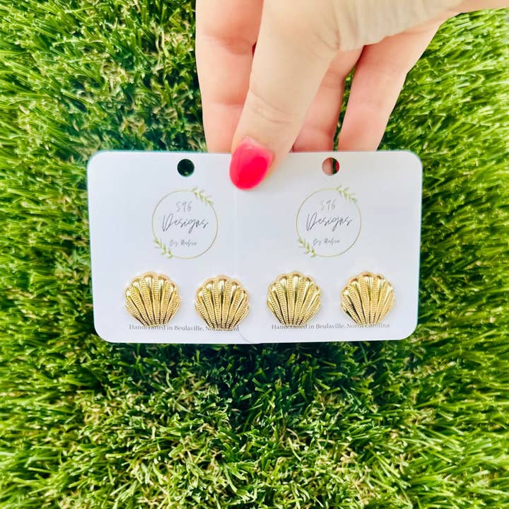 Clamshell Stud Earrings for wholesale by 596 Designs