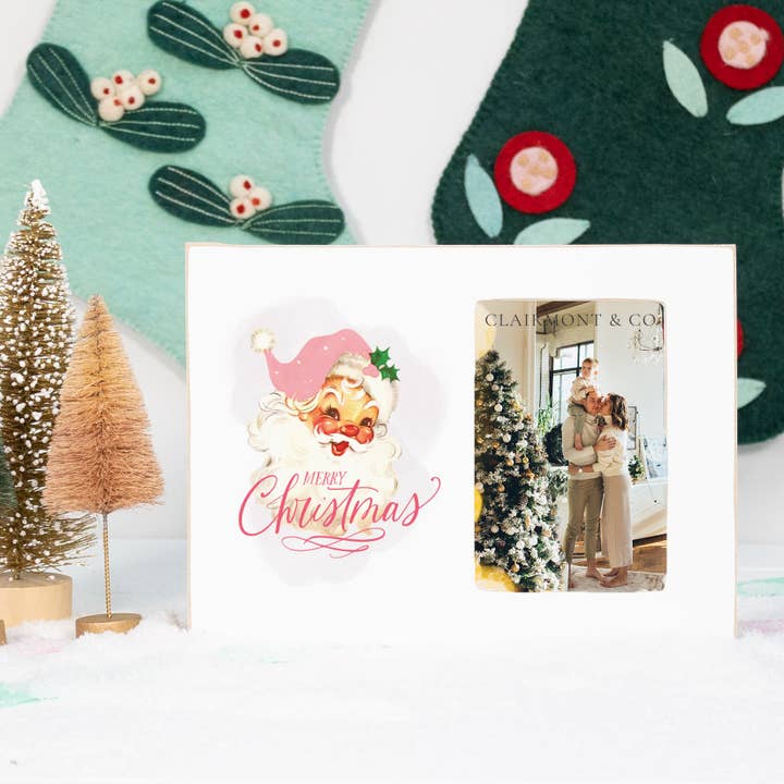 Holly Jolly Santa, Christmas Frames, Wooden Frame for wholesale by Clairmont & Co