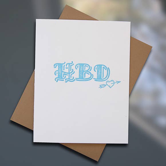HBD Birthday Card for wholesale by Sky of Blue Cards