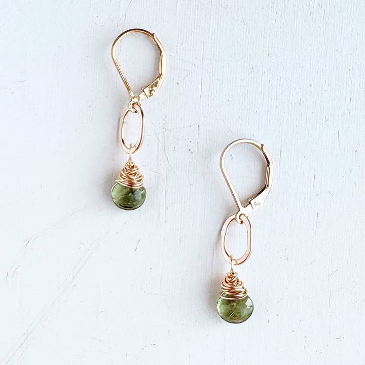 Peridot Bay Little Gemstone Drop Earrings - Gold Filled for wholesale by Freshie & Zero