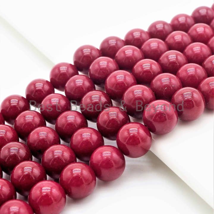 Contas de Jade Rubi Redondo Liso/Facetado Tingido, SKU#U258c por atacado de BestBeads&Beyond