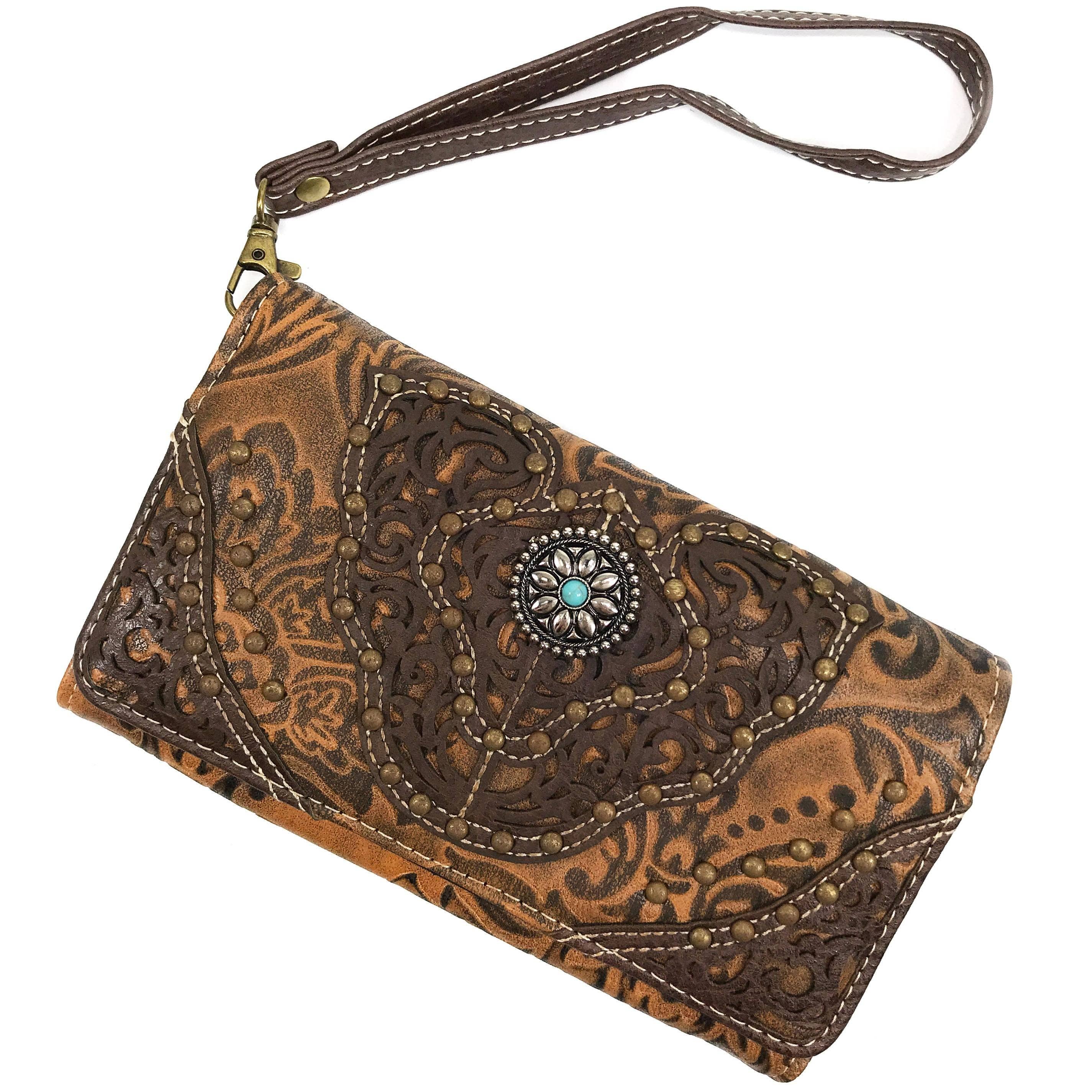 Lunar Deer - Wholesale Wallet - Women's - Women Western Floral Damask Medallion Crossbody Wallet5