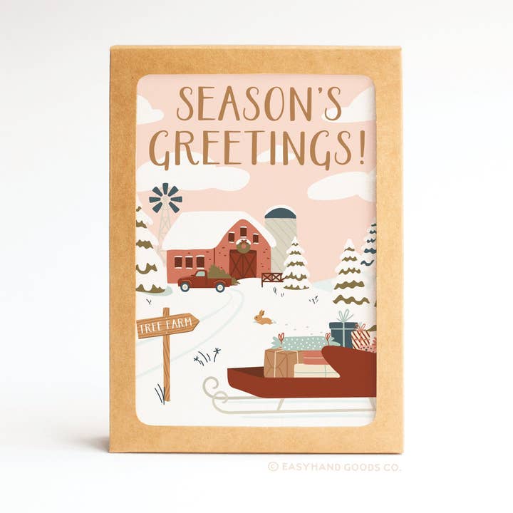 Sæsonens Hilsener Træfarm Foldet Hilsen Notesæt for engroshandel hos Easyhand Goods – formerly Onderkast