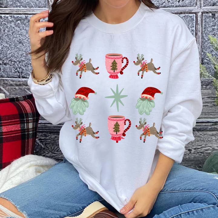 Camisola Retro Cup de Natal Coquette por atacado de SimplyAbloom