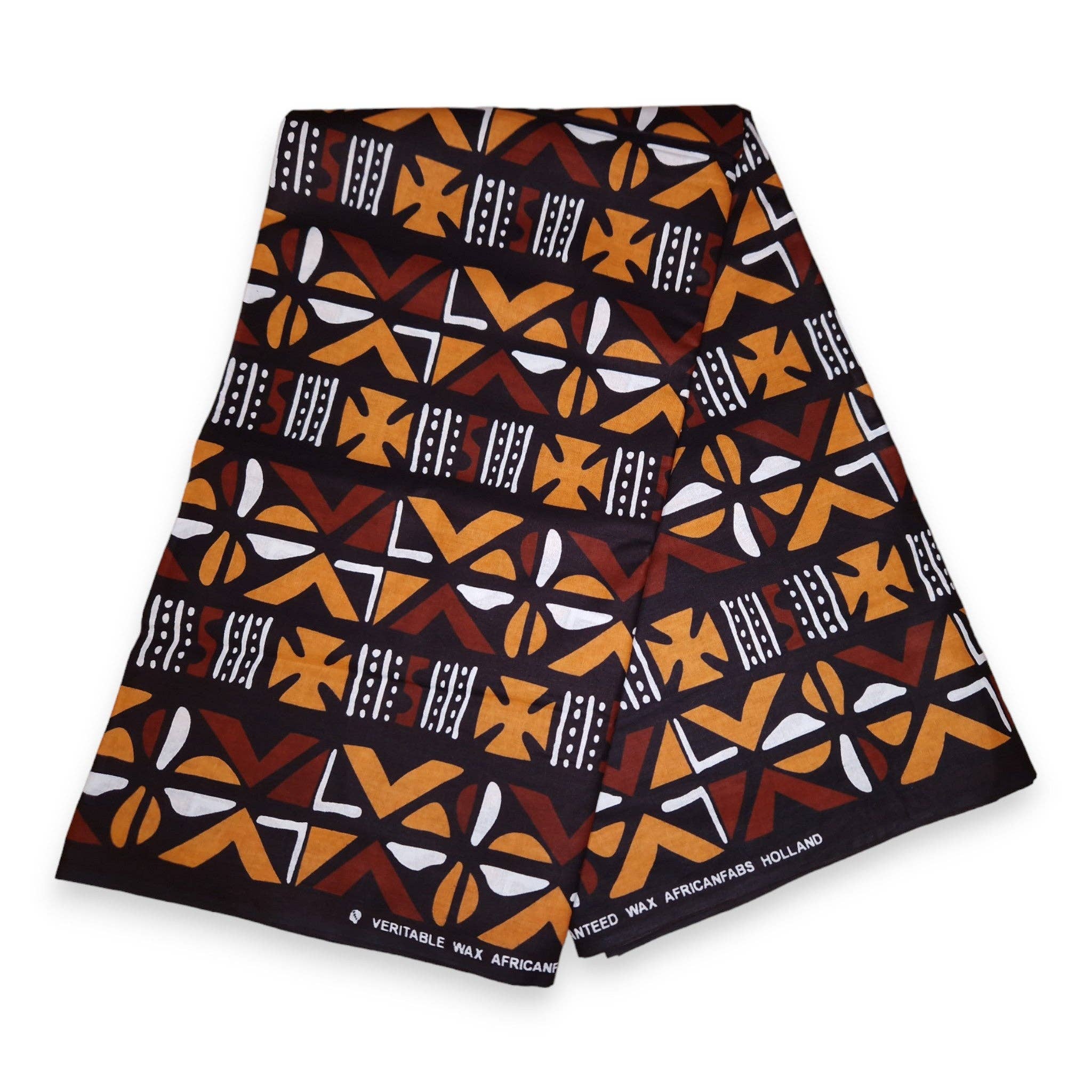 AfricanFabs - Wholesale Fabric - 6 Yards - African Brown Cross Bogolan / Mud cloth print fabric / cloth (Traditional Mali)0