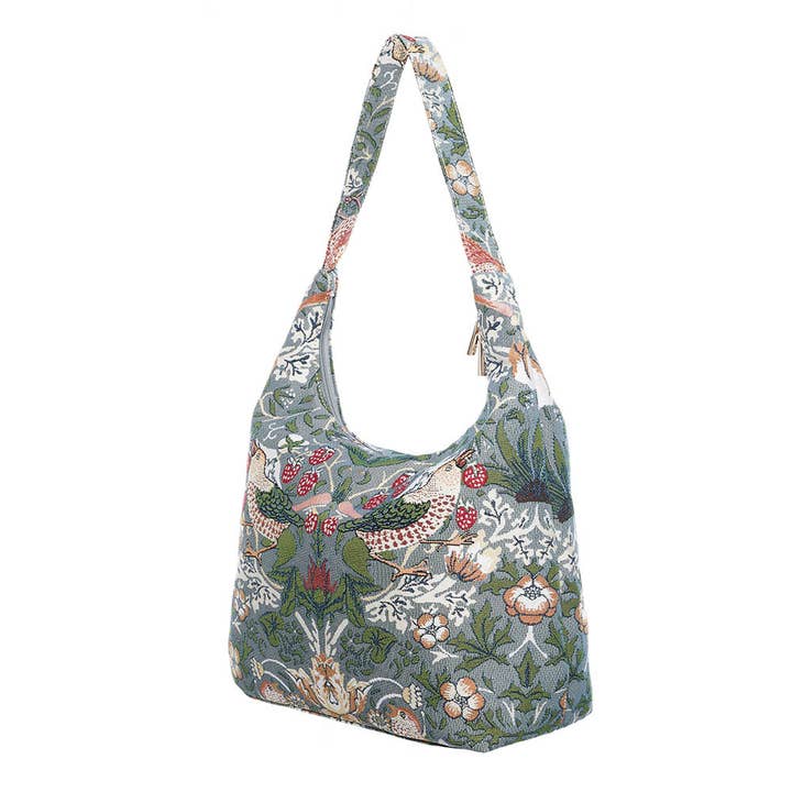 SignareArt - Vente Sac porté épaule – femme - HOBO-STGR | SAC À MAIN HOBO GRIS WILLIAM MORRIS STRAWBERRY THIEF1