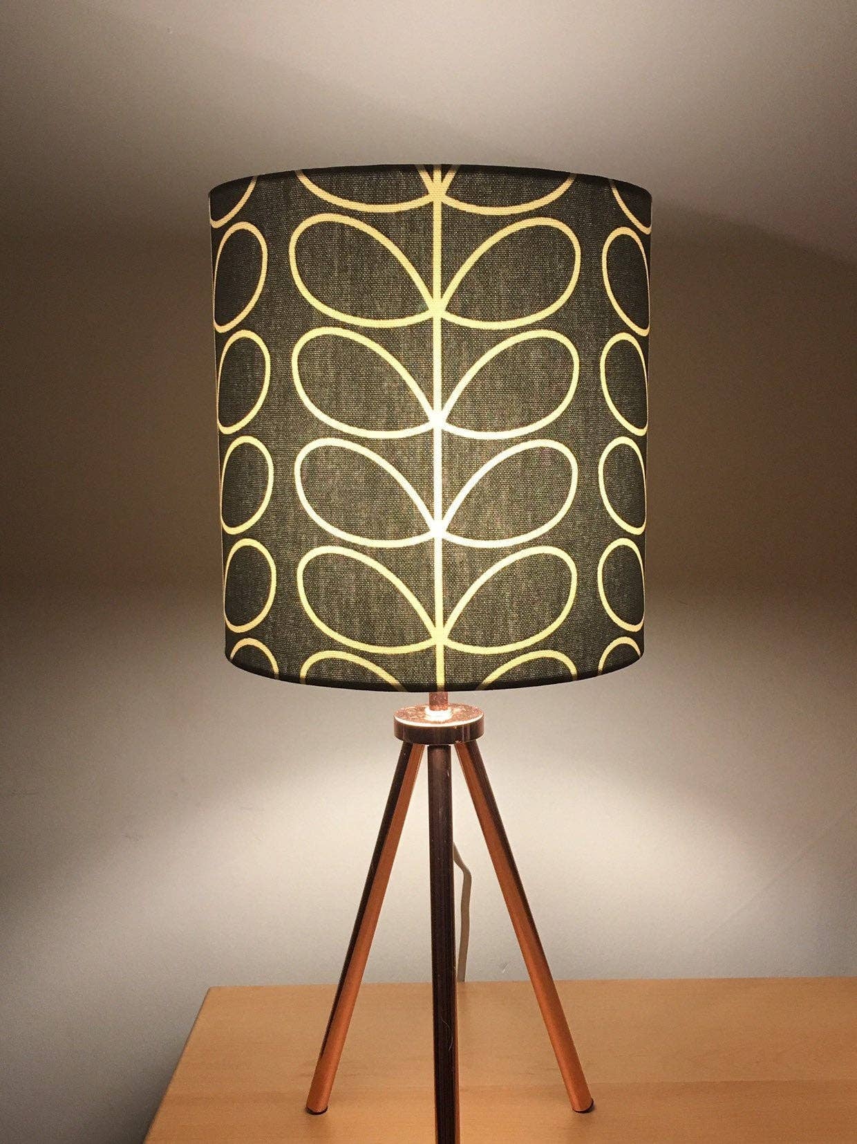 LouSeal Handmade Lampshades - Wholesale Lamp Shade - Orla Kiely Linear Stem Cool Grey Handmade Lampshade9