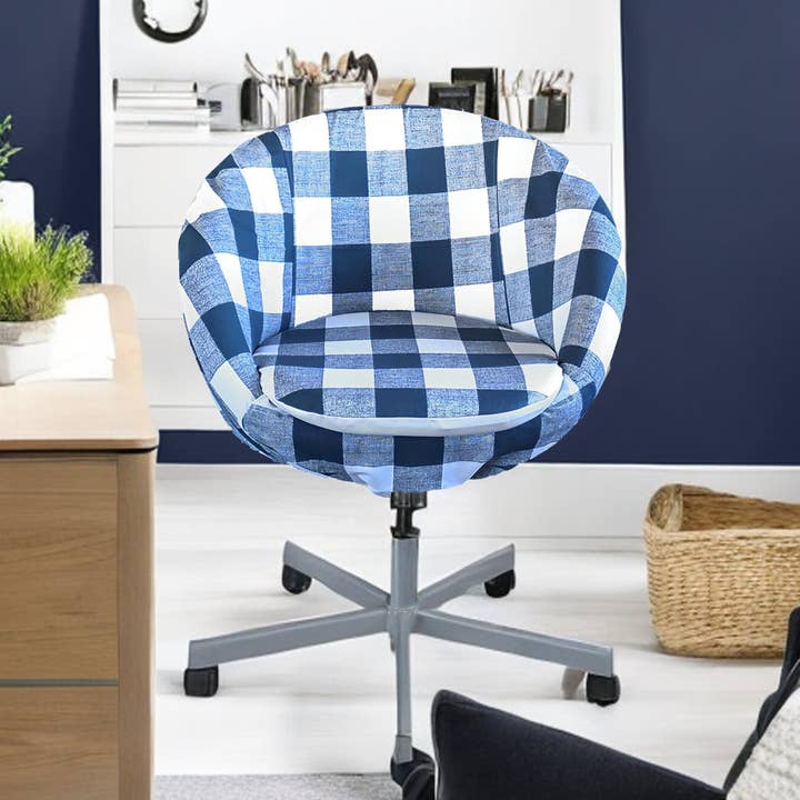 Rockin Cushions - Wholesale Chair/Sofa Slipcover - Navy Blue Buffalo Check Plaid Slip Cover, Compatible with IKEA SKRUVSTA