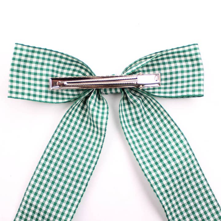 MKS America - Wholesale Hair Clip - Women's - Rosewater Gingham Ribbon bow clips - 21 colors9