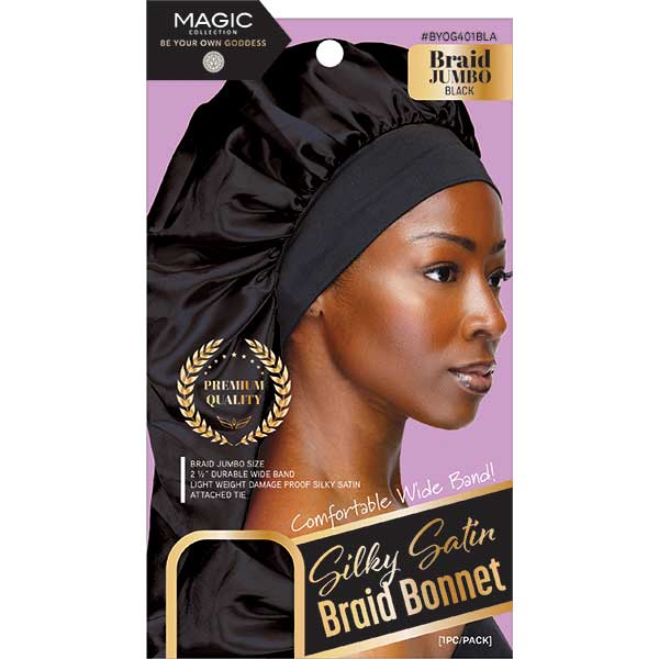 Majestic Wholesale - Wholesale Sleep Cap / Bonnet - Women's - SILKY SATIN BRAID BONNET JUMBO WIDE BAND ASSORT (12PCS)2