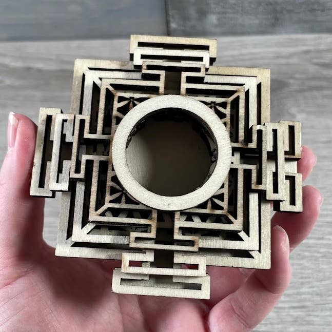 Keystone Crystals - Wholesale Decorative Tabletop Object - Wooden Mandala Sphere Stand0