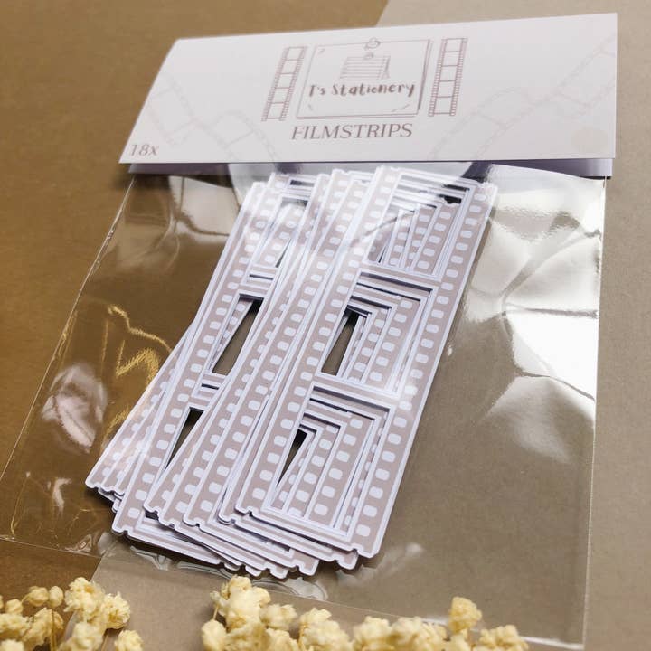 T's Stationery - Wholesale Sticker - "18Pcs Beige Film Strip Die Cut Stickers"1