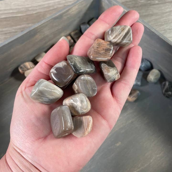 Keystone Crystals - Wholesale Spiritual Stone/Crystal - Black Moonstone Tumbled Stones – 1 lb Wholesale Lot2