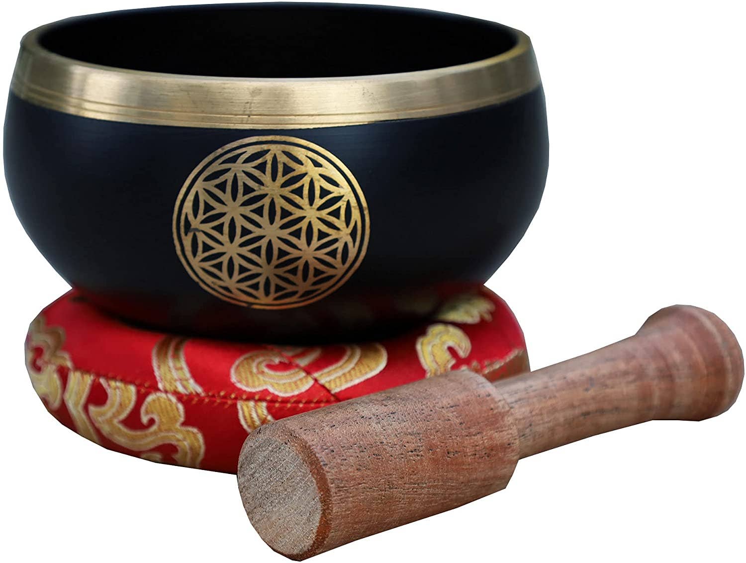 Lungta Imports - Wholesale Meditation Supplies - Tibetan Flower Of Life Singing Bowl Mallet Cushion Set ~ For Meditation, Yoga, Spiritual Healing and Mindfulness ~ Medium2
