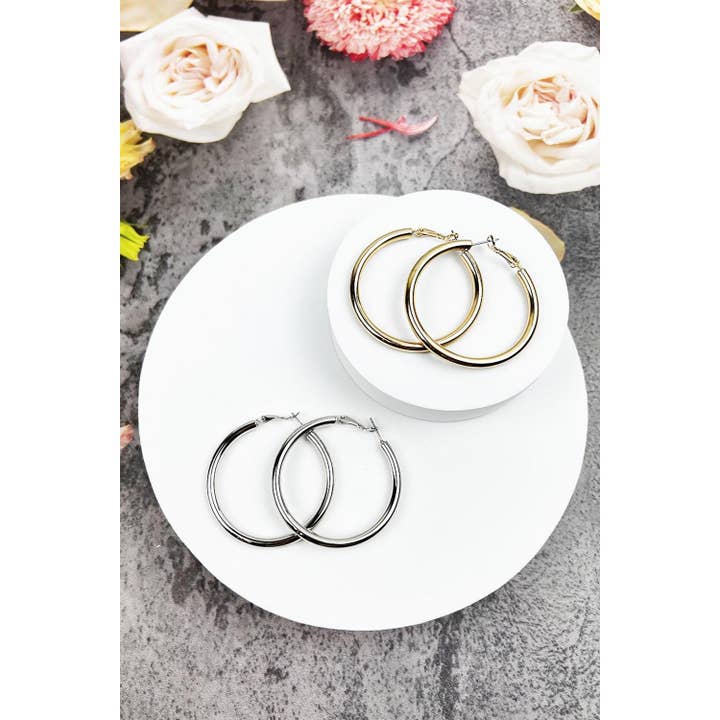 JHP Collection - Wholesale Hoop Earrings - 2 INCHES HOLLOW ROUND HOOP EARRING